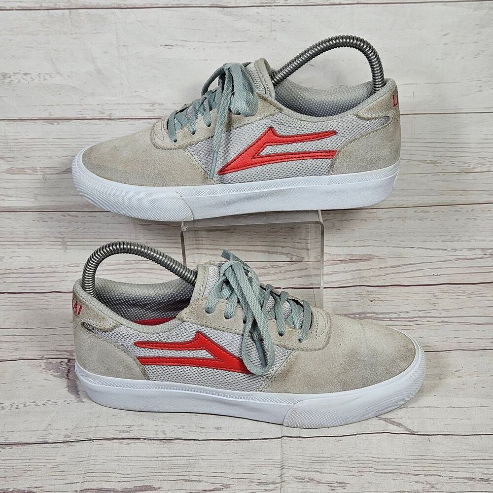 Lakai Manchester Men's Skate Shoes Gray Red US 5 Suede Mesh Lace Up